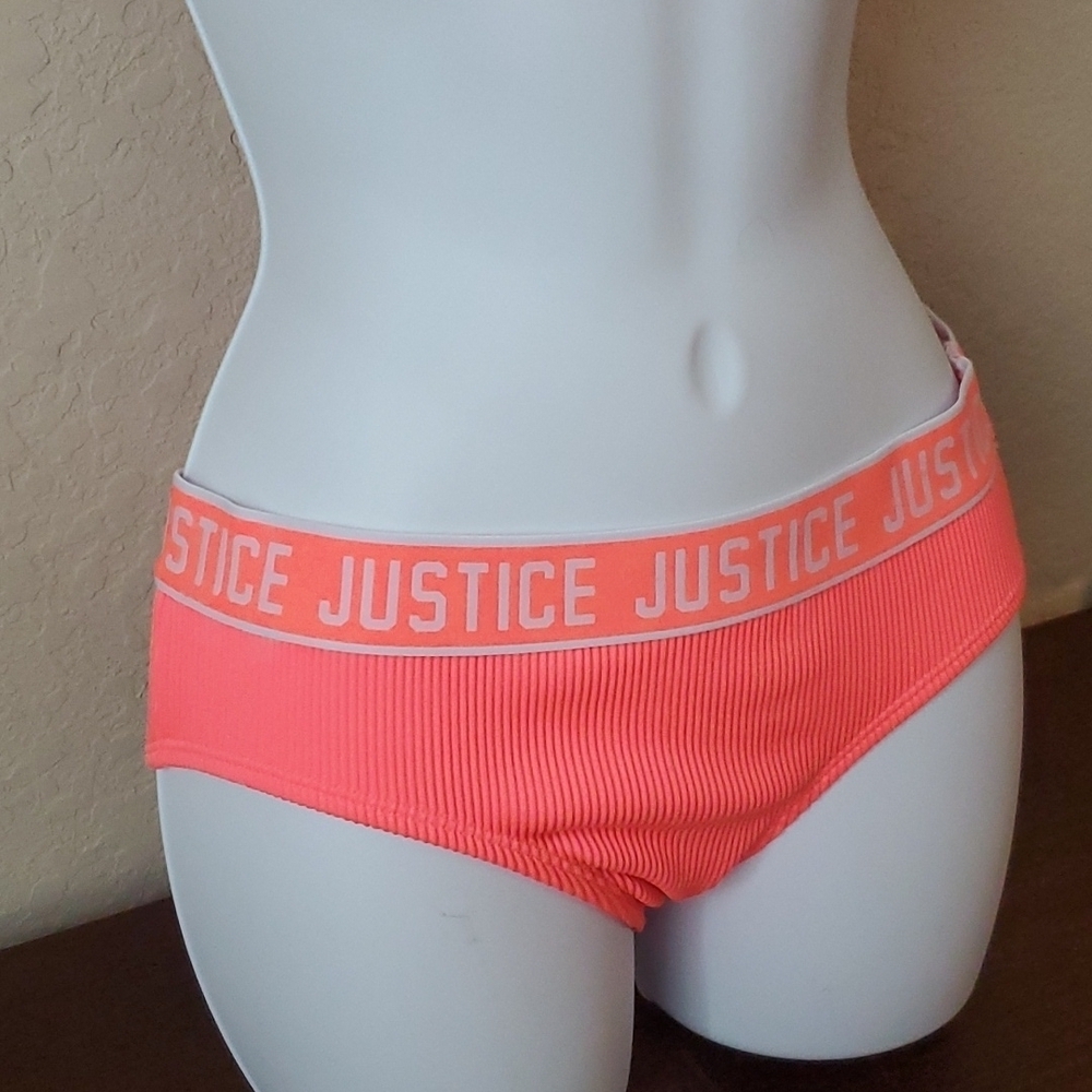 NWOT Justice neon orange 2 piece girls swim suit sz 16 🌛 - Picture 4 of 12